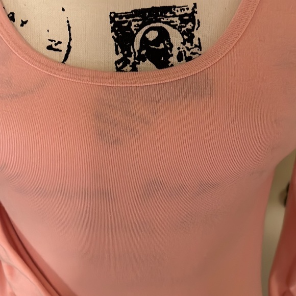 Pink ruched sleeves knit cotton top Size small - Picture 2 of 6